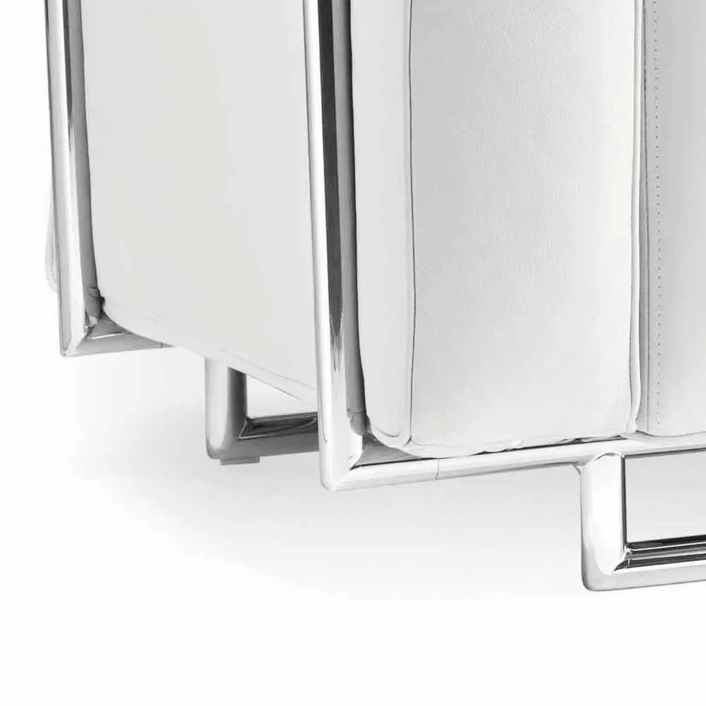 2 Seater Sofa Bugola, Eco-leather And Chromed Structure, Modern Design - Image 3