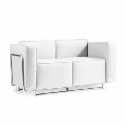 2 Seater Sofa Bugola, Eco-leather And Chromed Structure, Modern Design