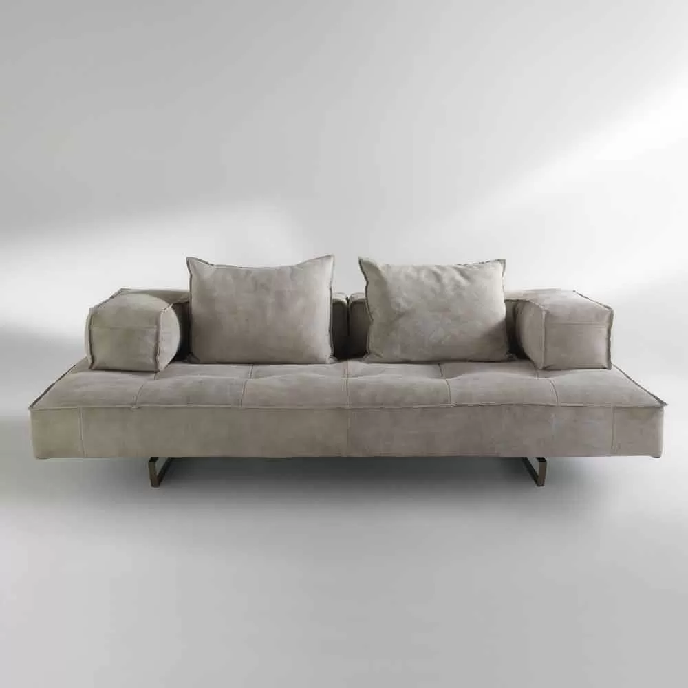 Nabuk Leather Modular Sofa With A Modern Design Cardo, Made In Italy