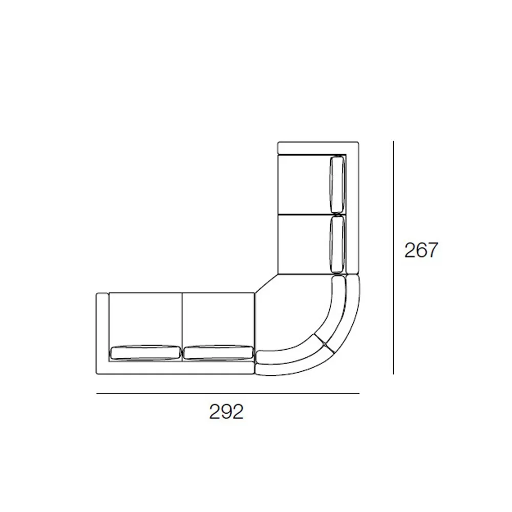 6 Seater Round Corner Sofa In Fabric Made In Italy - Abudhabi - Image 5