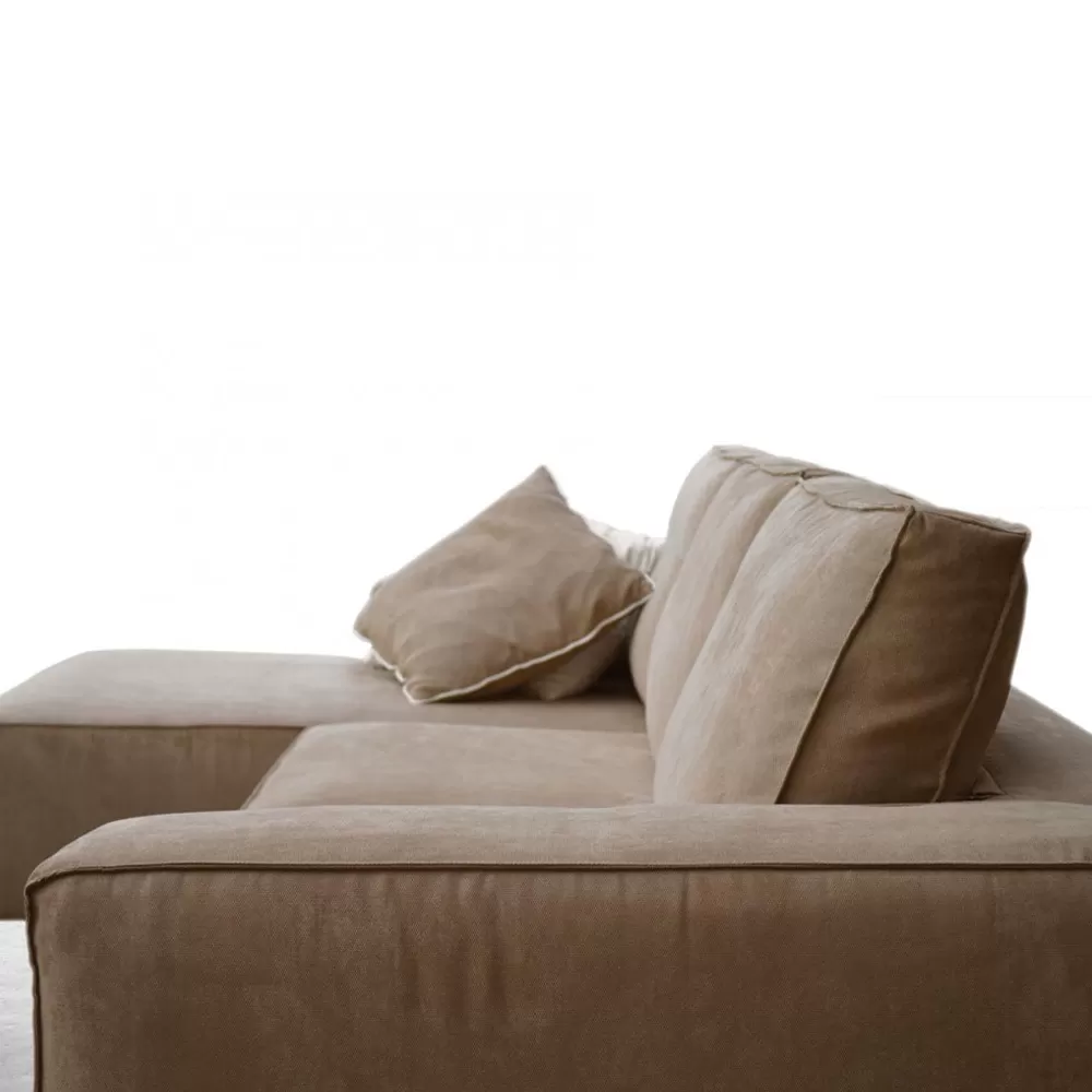 Living Room Sofa With Peninsula In Tortora Fabric Made In Italy - Burgundy - Image 3