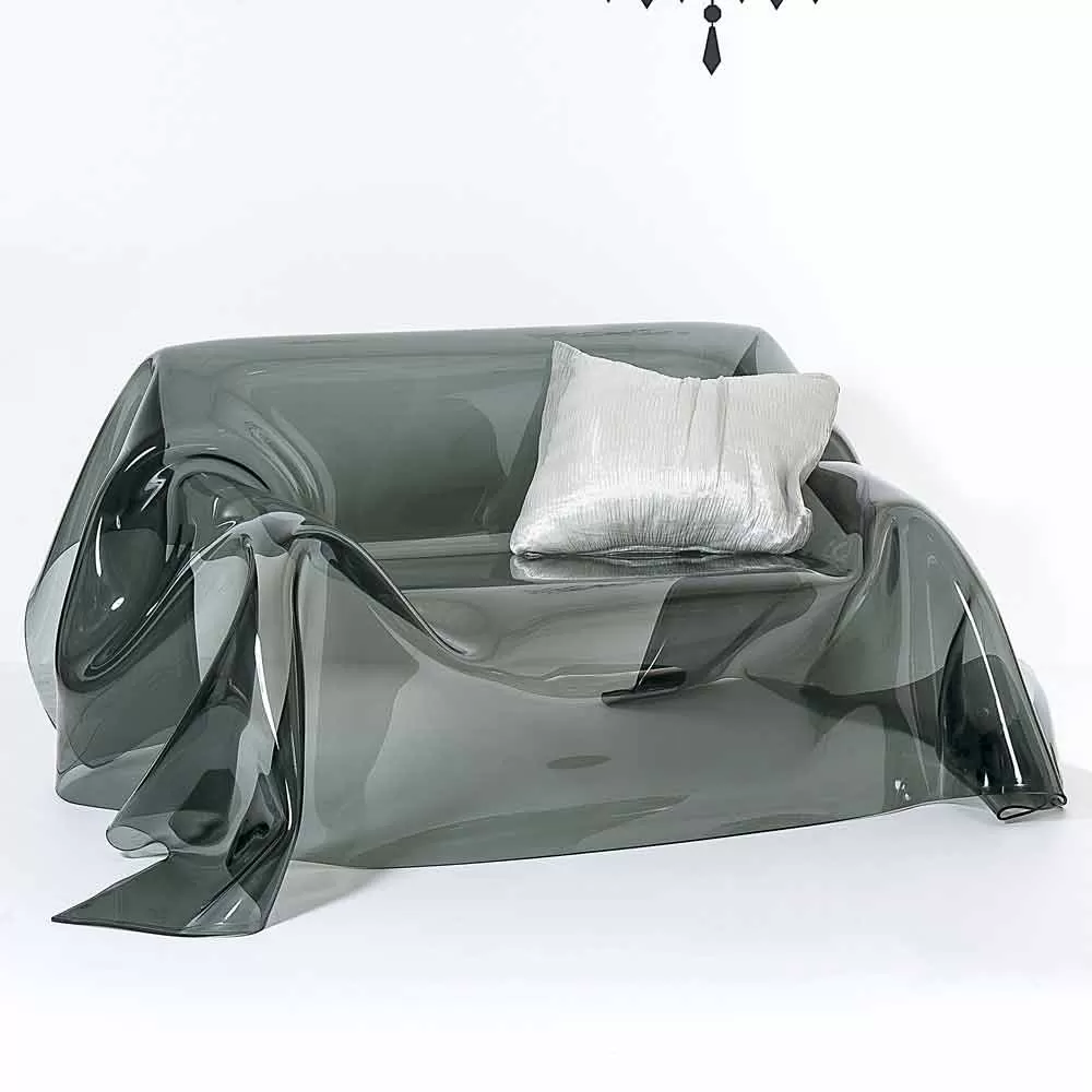 Modern Design Sofa Made Of Plexiglass Jolly,made In Italy, Fumé Finish