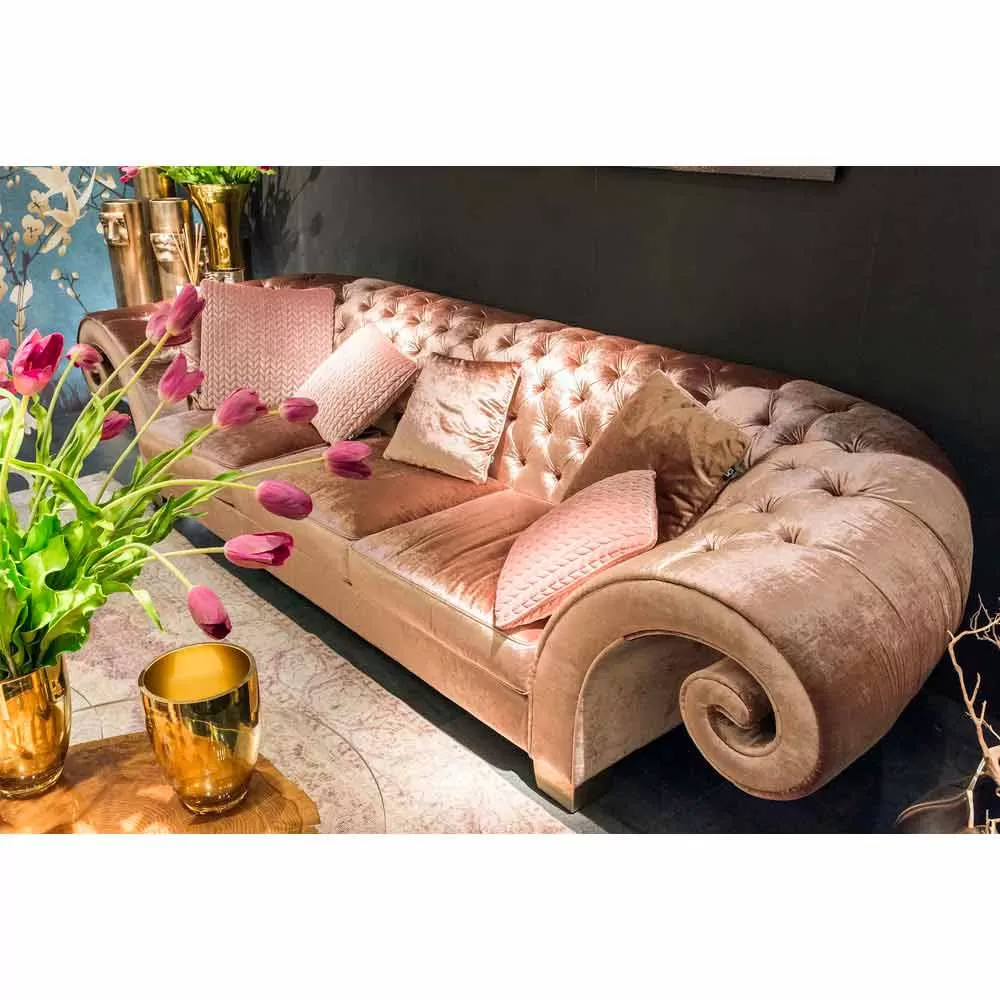 Linear Fabric Sofa Baloo, With Buttoned Upholstery, Made In Italy - Image 2