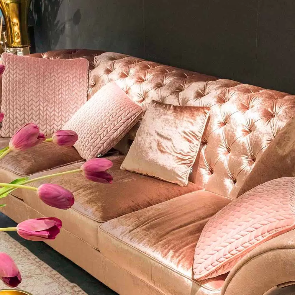 Linear Fabric Sofa Baloo, With Buttoned Upholstery, Made In Italy - Image 4