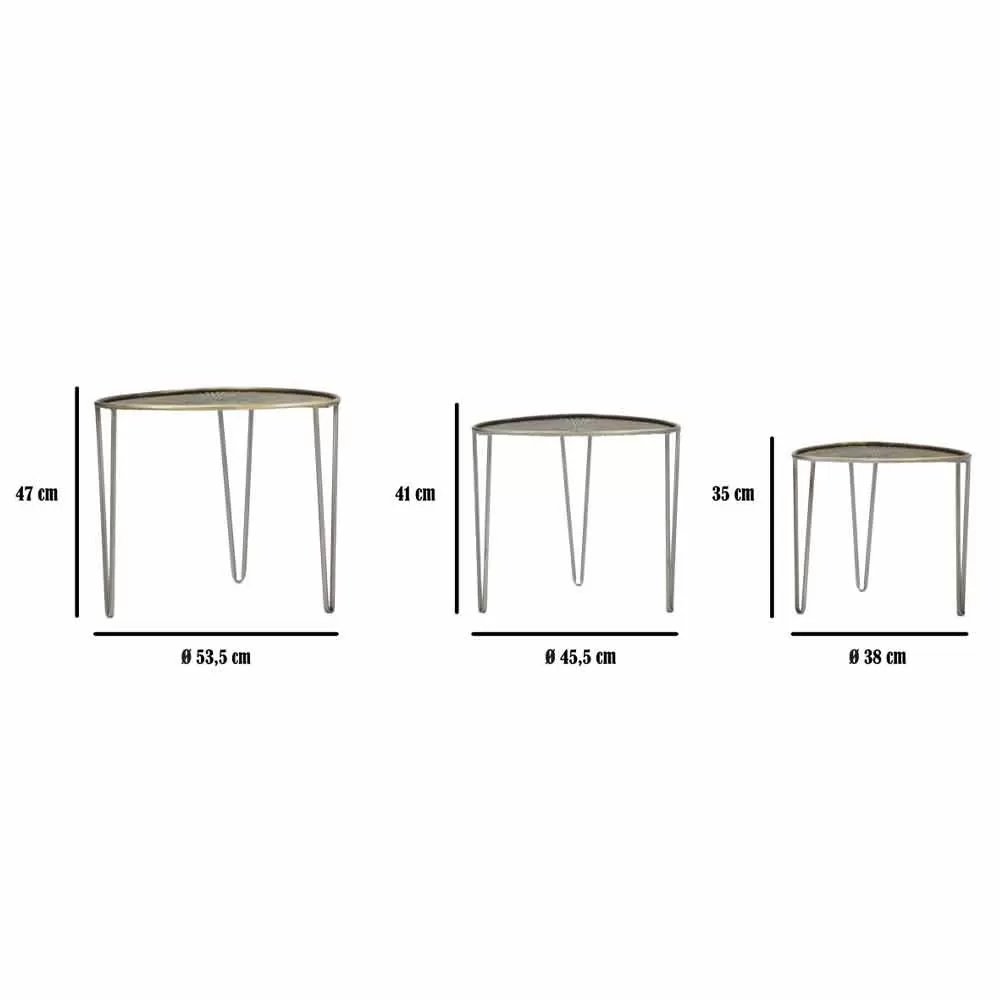 Set Of 3 Modern Design Iron Coffee Tables - Marla - Image 6