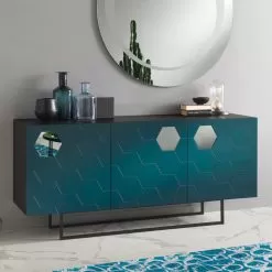 Living Room Sideboard In Melamine With 3 Doors In Mdf Made In Italy - Moena