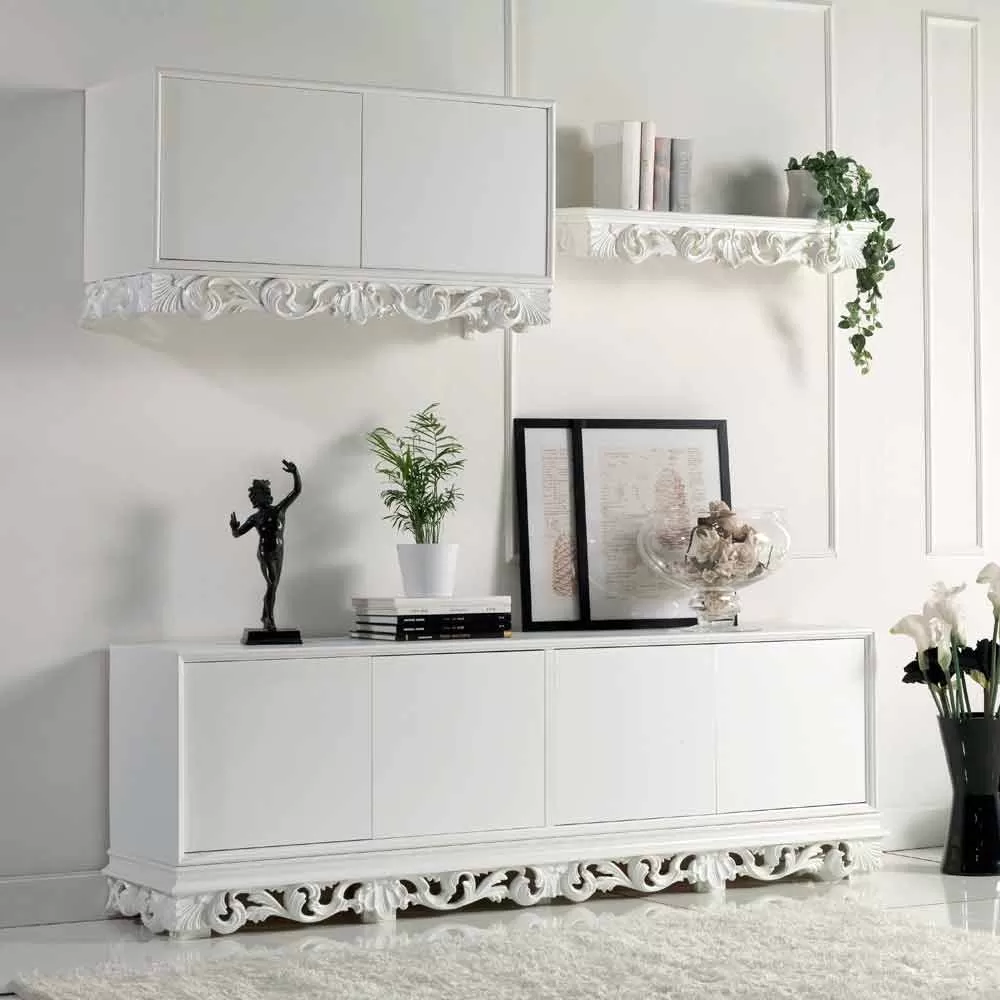Design Wooden Sideboard With 4 Ray Doors, Made In Italy - Image 2
