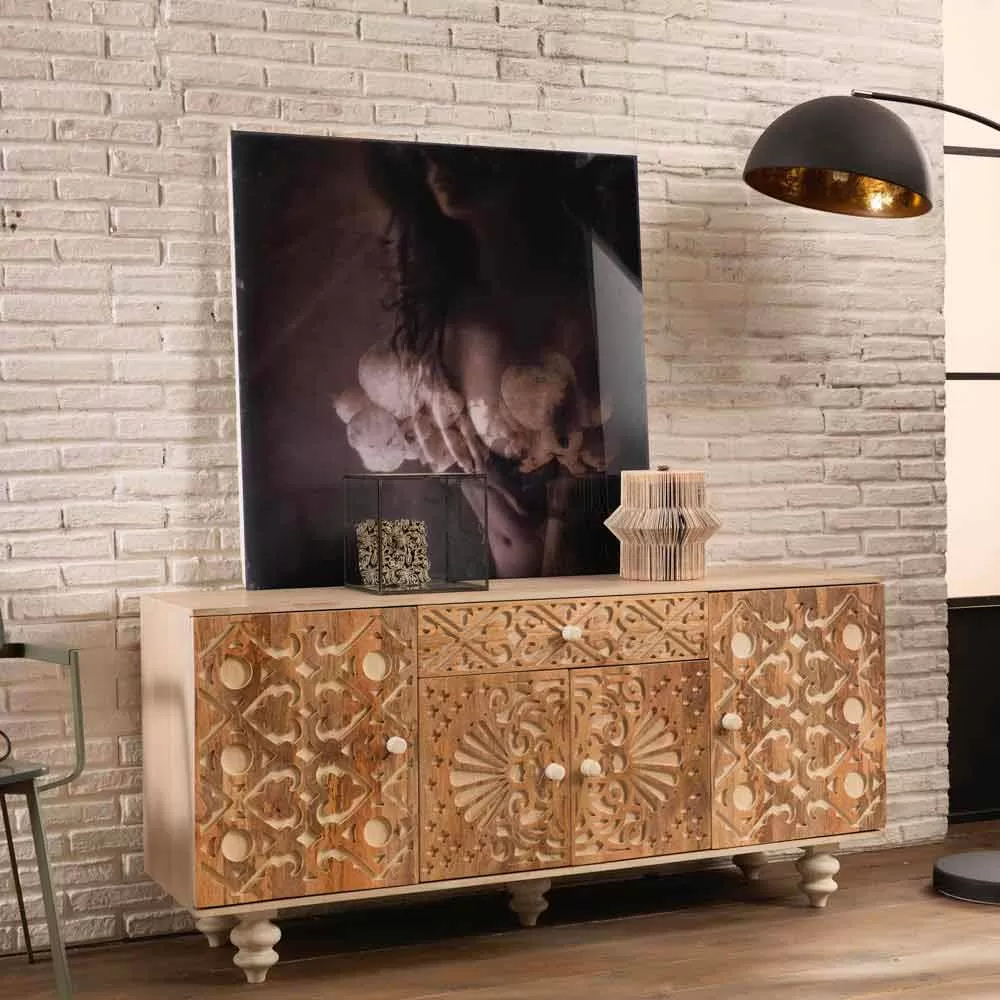 Ethnic Sideboard Of Design Made In Varnished Mango Wood Centola - Image 2