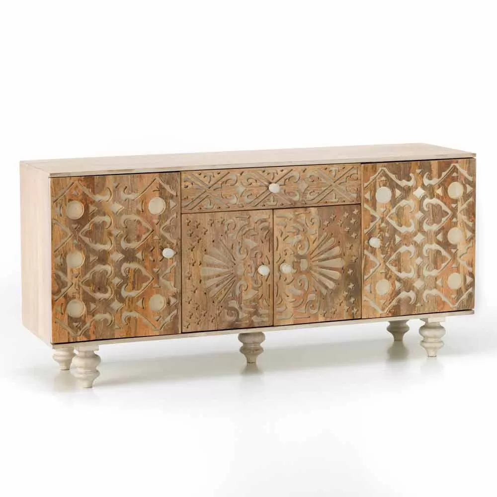 Ethnic Sideboard Of Design Made In Varnished Mango Wood Centola - Image 10