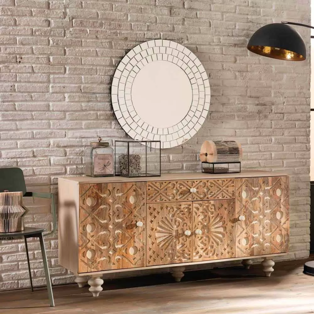 Ethnic Sideboard Of Design Made In Varnished Mango Wood Centola