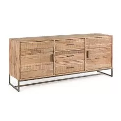 Sideboard In Acacia Wood And Steel 2 Doors And 3 Drawers Homemotion - Aimune