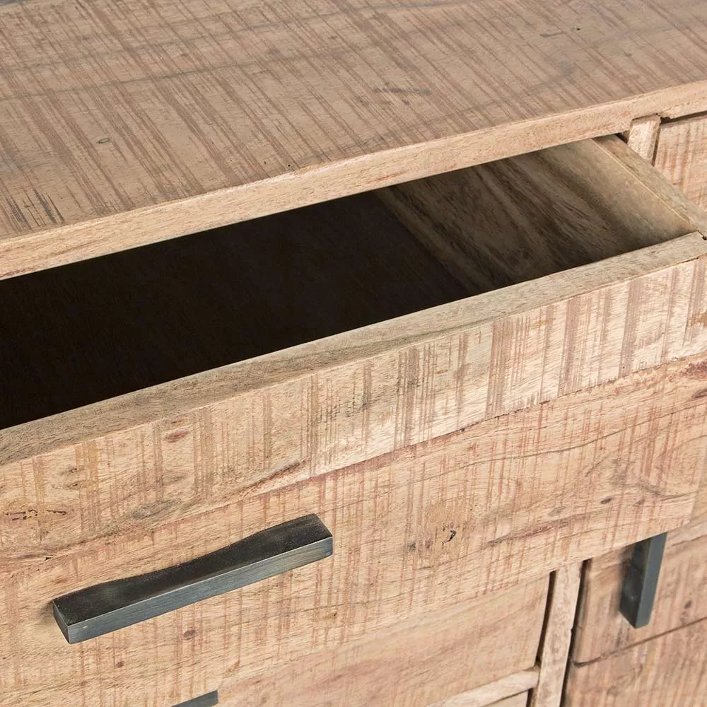 Sideboard In Acacia Wood And Steel 2 Doors And 3 Drawers Homemotion - Aimune - Image 6