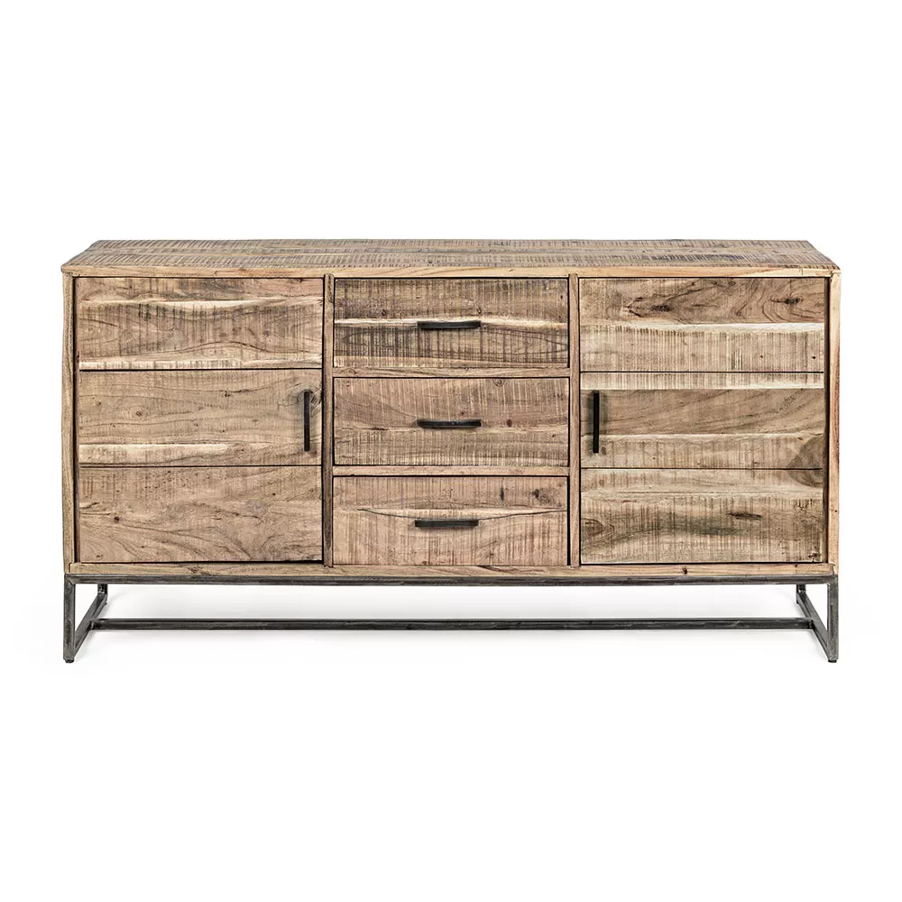 Sideboard In Acacia Wood And Steel 2 Doors And 3 Drawers Homemotion - Aimune - Image 10