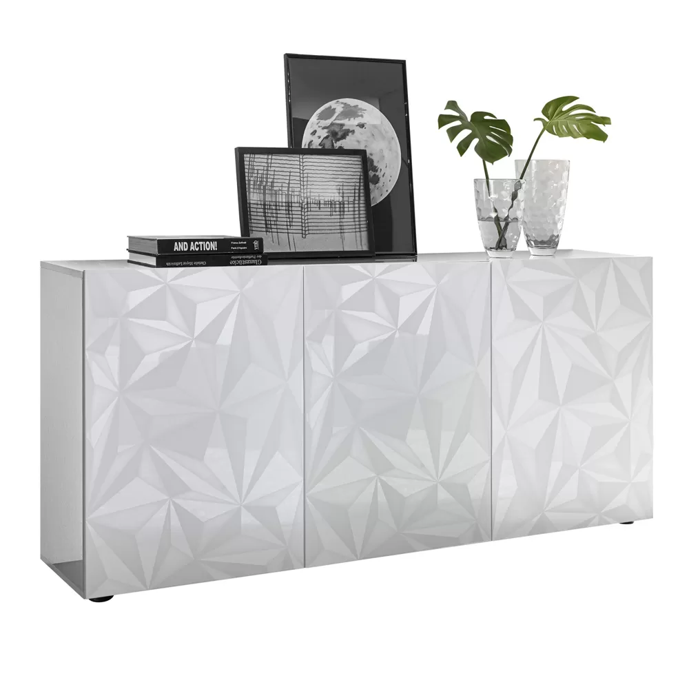 Sideboard In White Or Anthracite Screen-Printed Laminated Wood Made In Italy - Milena - Image 11