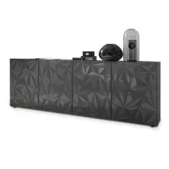 Sideboard In White Or Anthracite Screen-Printed Laminated Wood Made In Italy - Milena