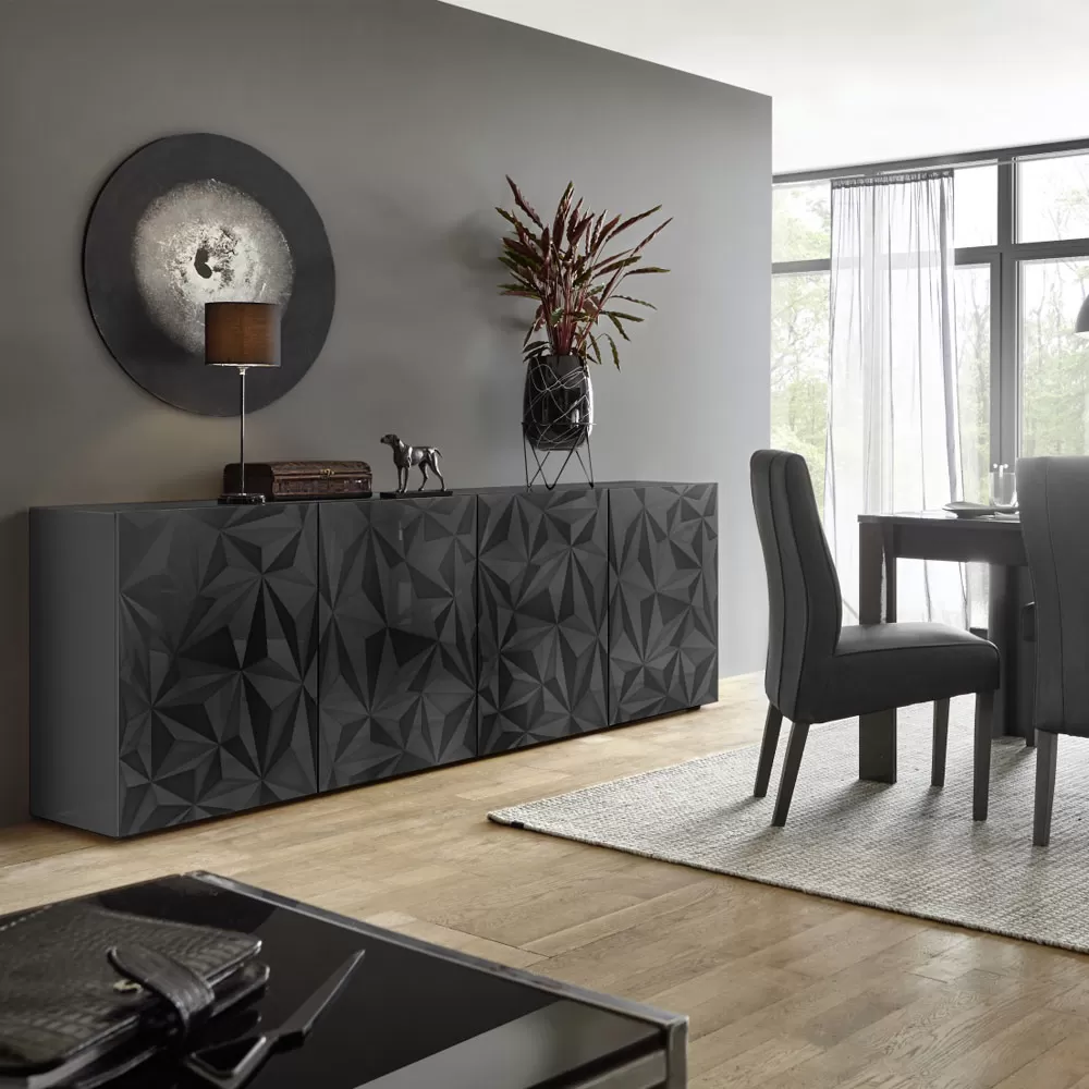 Sideboard In White Or Anthracite Screen-Printed Laminated Wood Made In Italy - Milena - Image 4