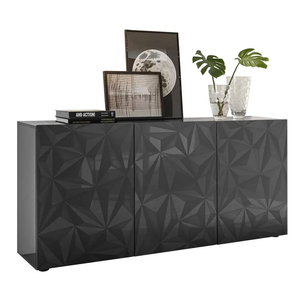 Sideboard In White Or Anthracite Screen-Printed Laminated Wood Made In Italy - Milena - Image 5