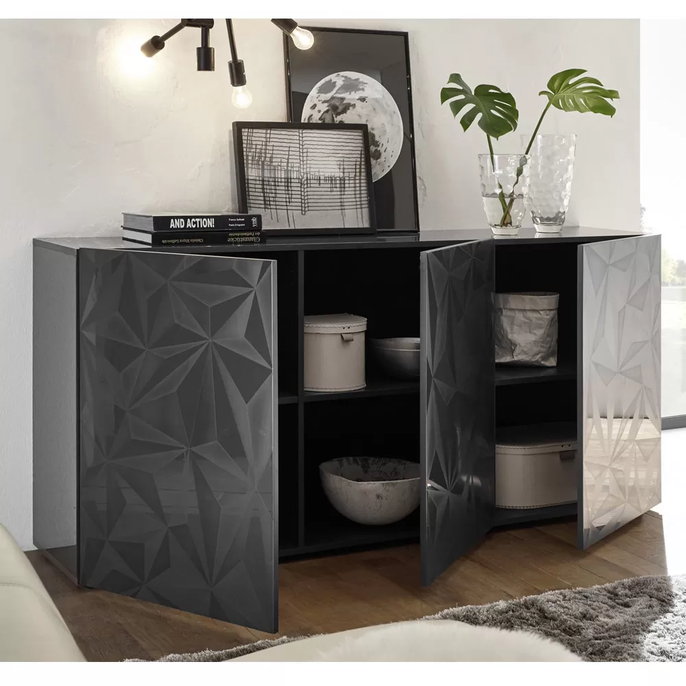 Sideboard In White Or Anthracite Screen-Printed Laminated Wood Made In Italy - Milena - Image 6