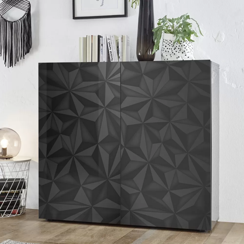 Sideboard In White Or Anthracite Screen-Printed Laminated Wood Made In Italy - Milena - Image 7