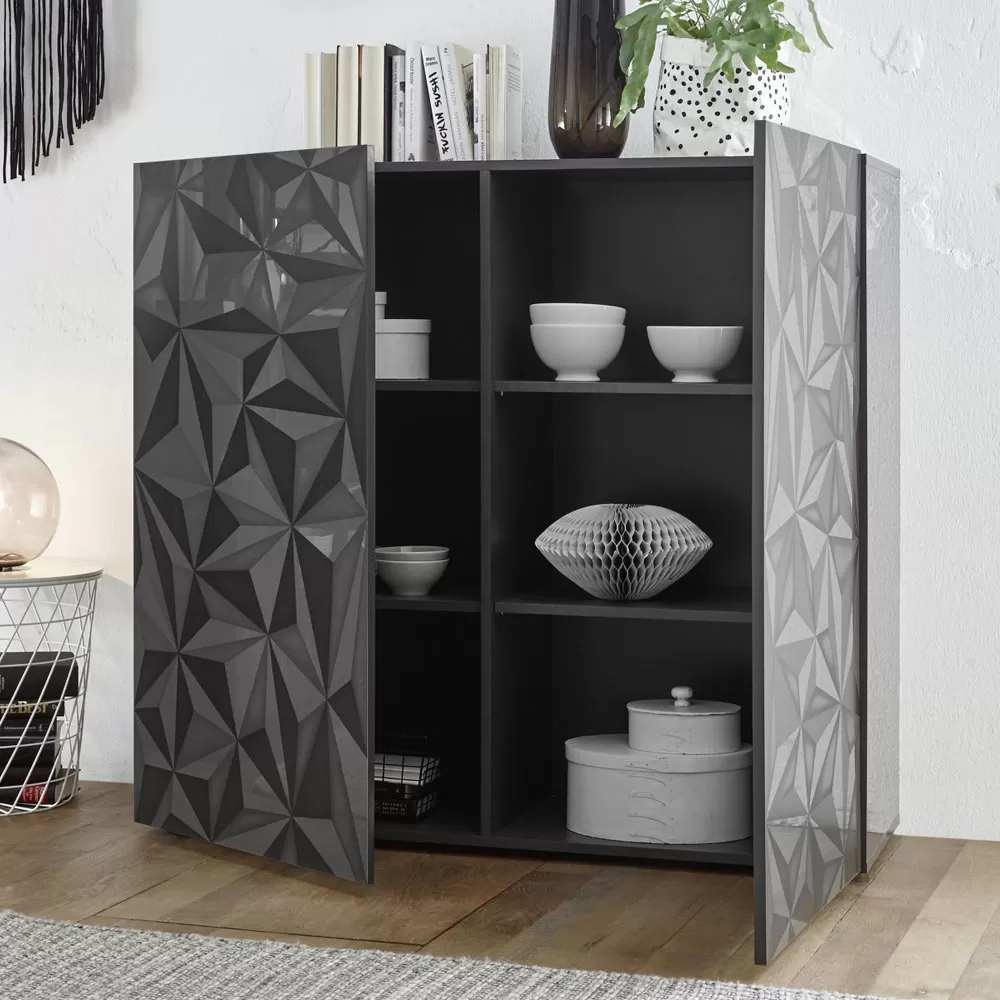 Sideboard In White Or Anthracite Screen-Printed Laminated Wood Made In Italy - Milena - Image 8