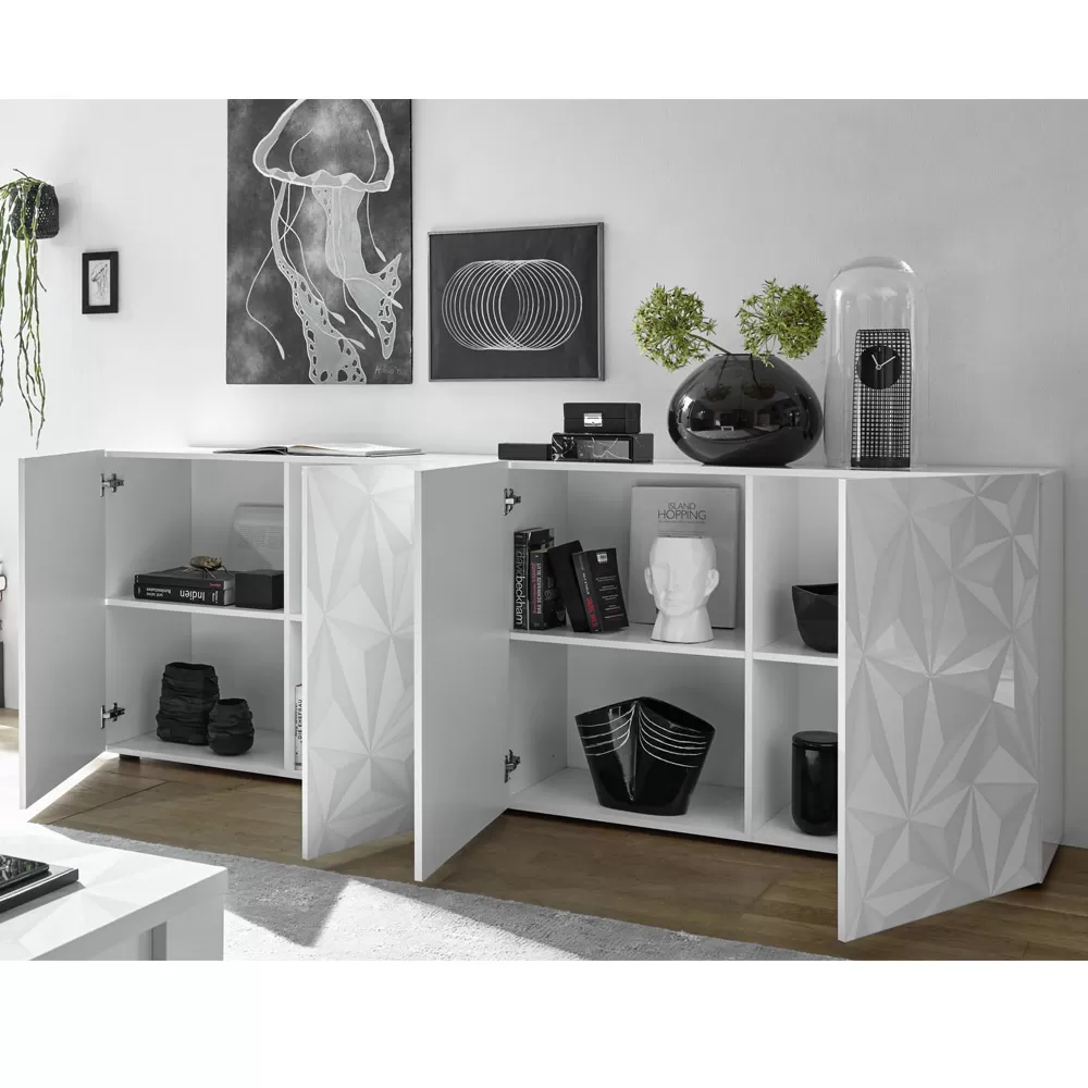 Sideboard In White Or Anthracite Screen-Printed Laminated Wood Made In Italy - Milena - Image 10