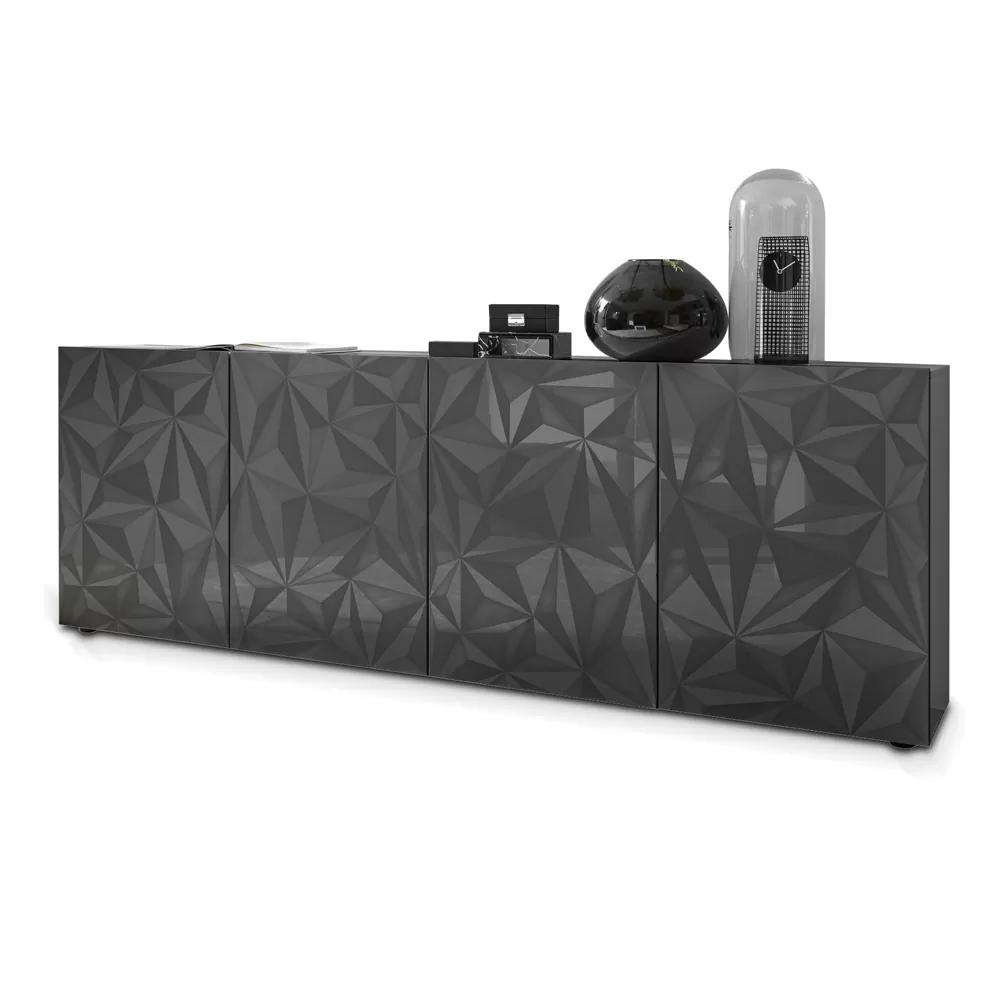 Sideboard In White Or Anthracite Screen-Printed Laminated Wood Made In Italy - Milena