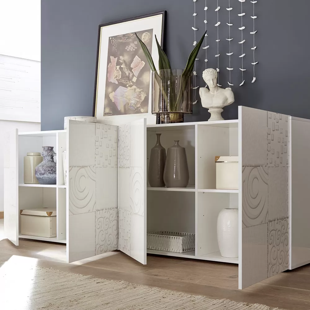 Sideboard In Screen Printed Laminated Wood With 3 Or 4 Doors Made In Italy - Brielle - Image 5