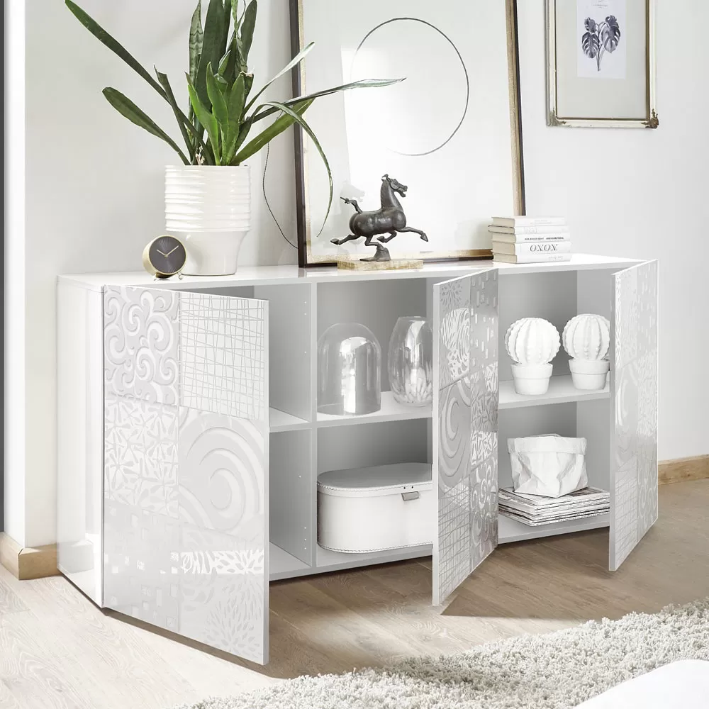 Sideboard In Screen Printed Laminated Wood With 3 Or 4 Doors Made In Italy - Brielle - Image 6