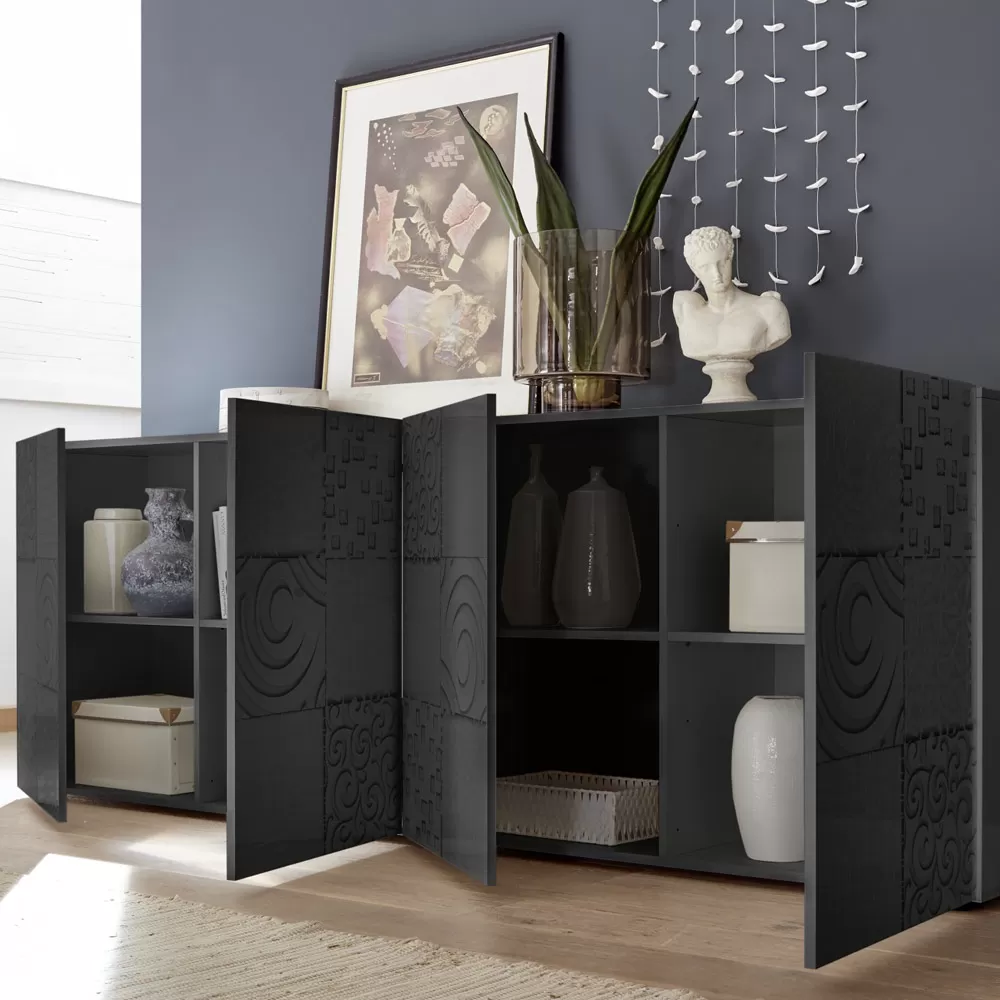 Sideboard In Screen Printed Laminated Wood With 3 Or 4 Doors Made In Italy - Brielle - Image 9