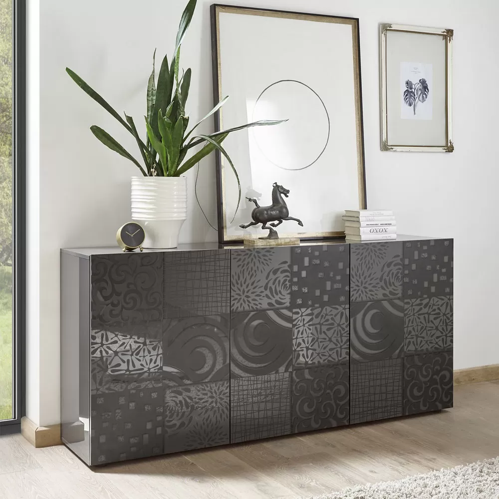 Sideboard In Screen Printed Laminated Wood With 3 Or 4 Doors Made In Italy - Brielle - Image 10
