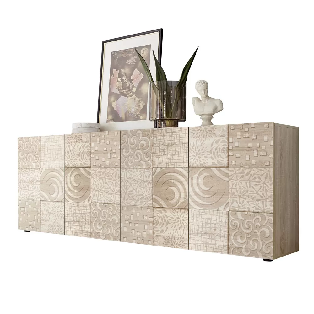 Sideboard In Screen Printed Laminated Wood With 3 Or 4 Doors Made In Italy - Brielle