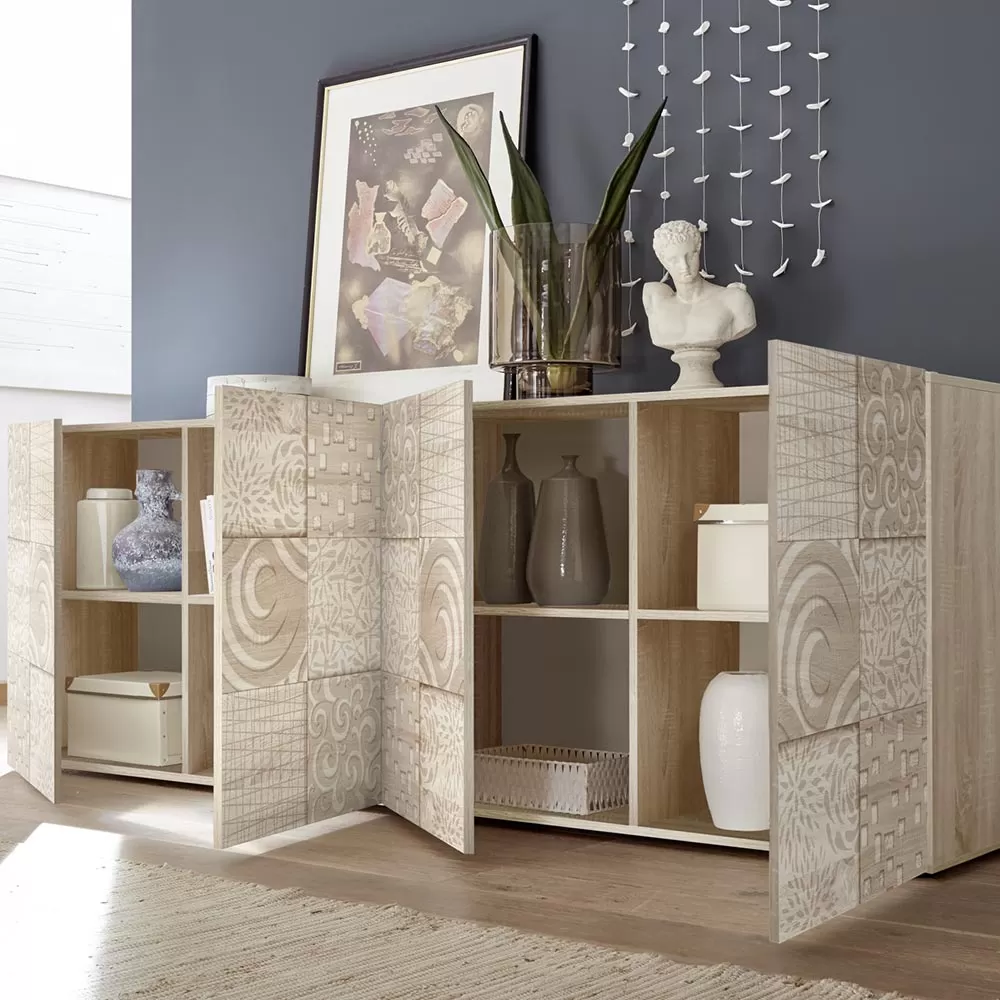 Sideboard In Screen Printed Laminated Wood With 3 Or 4 Doors Made In Italy - Brielle - Image 2
