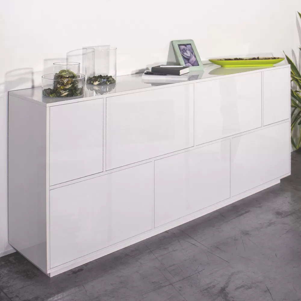 Madia In Melamine Wood In 3 Finishes With Compartments Made In Italy - Rosemary - Image 4