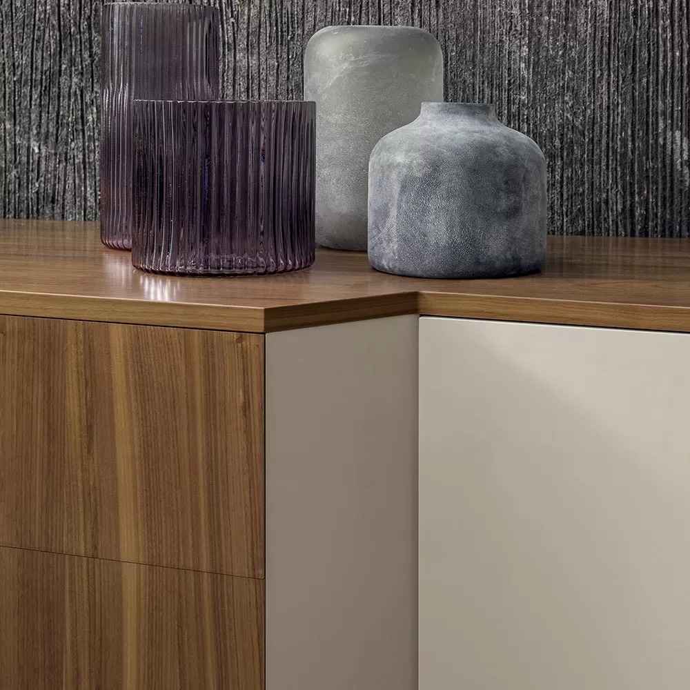 Sideboard In Mdf With 2 Doors And 2 Protruding Drawers Inclined Sides - Caspiter - Image 4