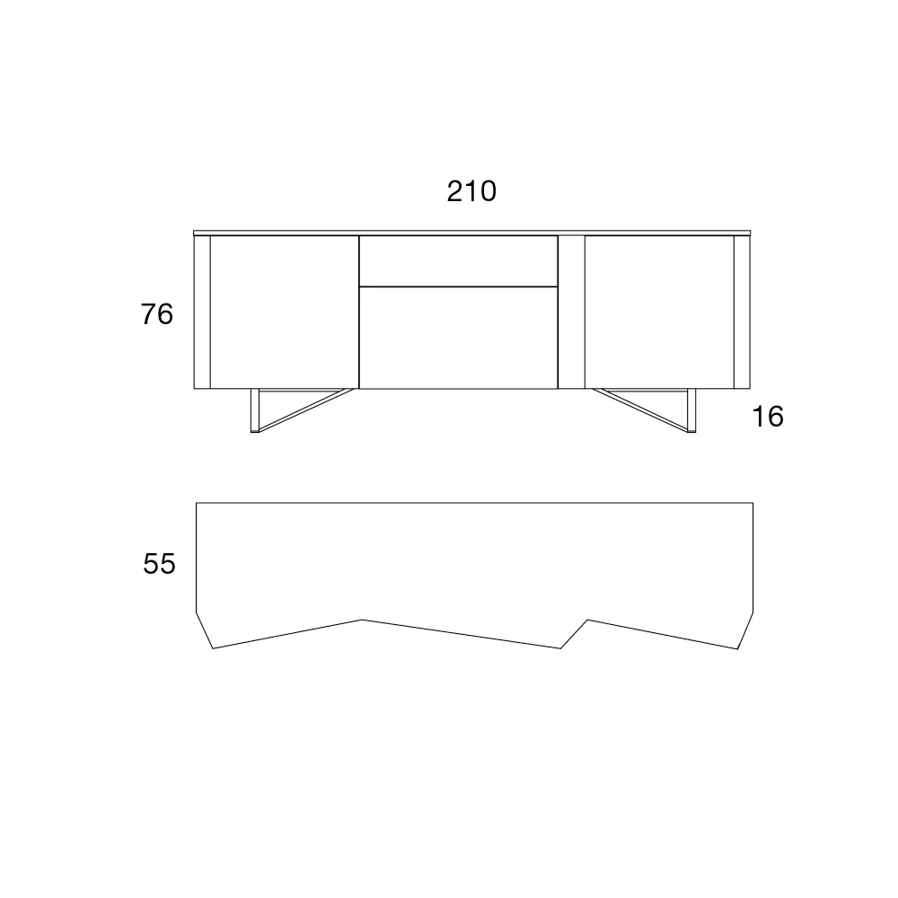 Sideboard In Mdf With 2 Doors And 2 Protruding Drawers Inclined Sides - Caspiter - Image 7