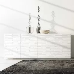 Sideboard In Matt White Lacquered Mdf With Decorated Doors Made In Italy - Chicago