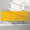 Yellow Lacquered Mdf Sideboard With 3 Doors And Glass Feet Made In Italy - Ciara