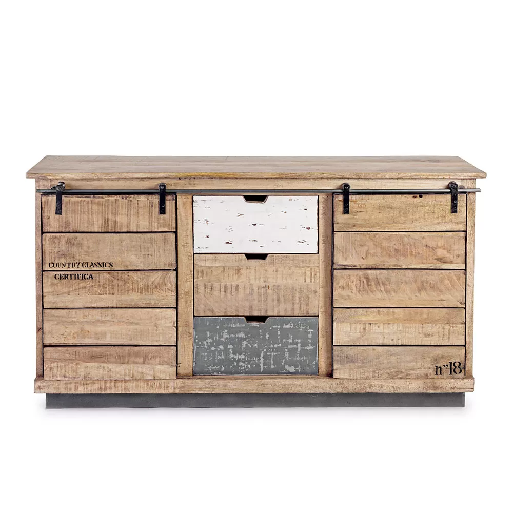 Living Room Sideboard In Mango Wood And Steel With 2 Doors And 3 Drawers - Sinfony - Image 2