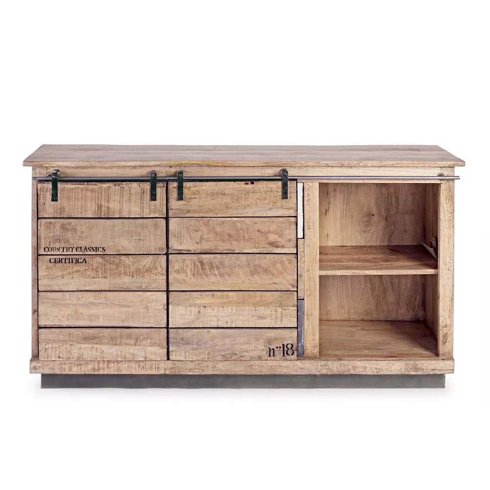 Living Room Sideboard In Mango Wood And Steel With 2 Doors And 3 Drawers - Sinfony - Image 3