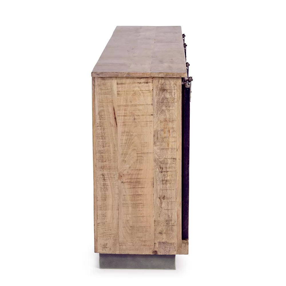 Living Room Sideboard In Mango Wood And Steel With 2 Doors And 3 Drawers - Sinfony - Image 4