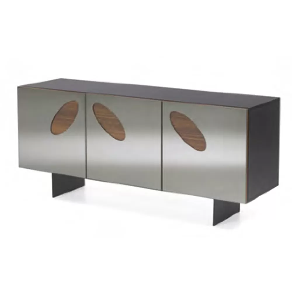Living Room Sideboard In Melamine With Glass Inserts Made In Italy - Rominda - Image 2