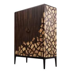 Grilli Zarafa 2-doors Design Bar Cabinet Made In Italy Of Ebony Wood