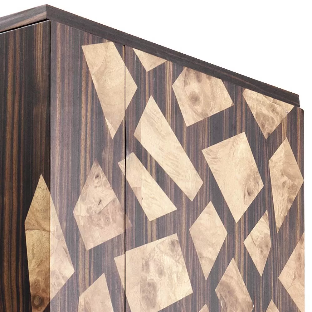 Grilli Zarafa 2-doors Design Bar Cabinet Made In Italy Of Ebony Wood - Image 4