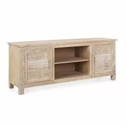 Low Cabinet In Mango Wood With Homemotion Handmade Decorations - Zotto
