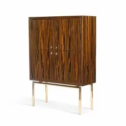 Modern Design Cabinet Ada With 4 Doors, Made Of Ebony, Glossy Finish