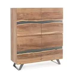 Sideboard 4 Doors Acacia Wood Naturalistic Homemotion - Maramero
