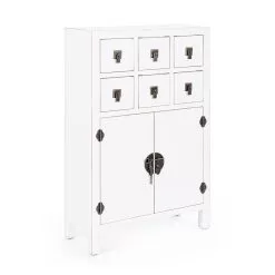 Design Sideboard In White Or Black Vintage Mdf 2 Doors And 6 Drawers - Ginepro