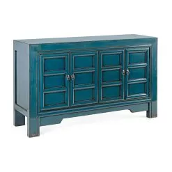 Sideboard 4 Doors In Blue Elm Wood Design Vintage Homemotion - Konan