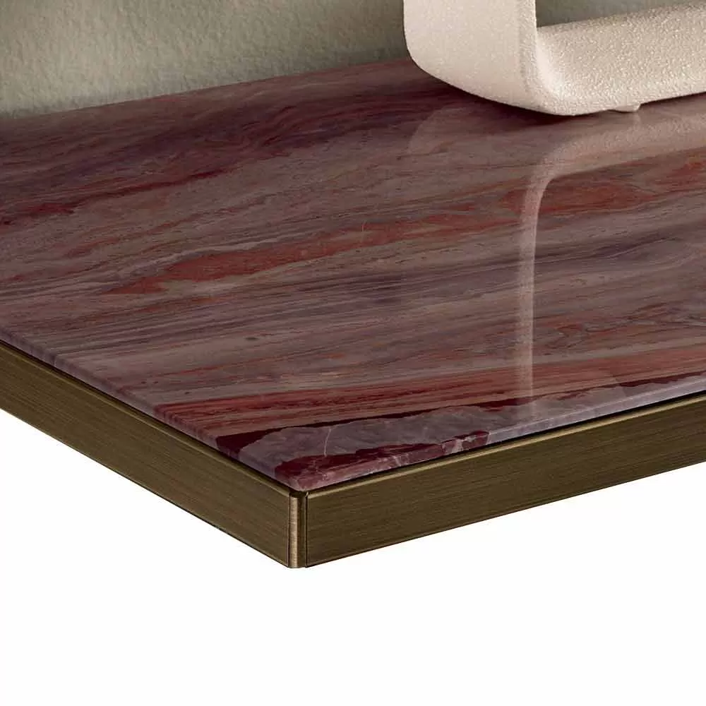 Living Room Sideboard In Smoked Glass And Green Or Red Marble With Led, Luxury-Leonarda - Image 4