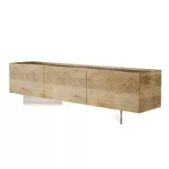 TV Cabinet With 3 Doors With Base In Tempered Glass Made In Italy - Soraya
